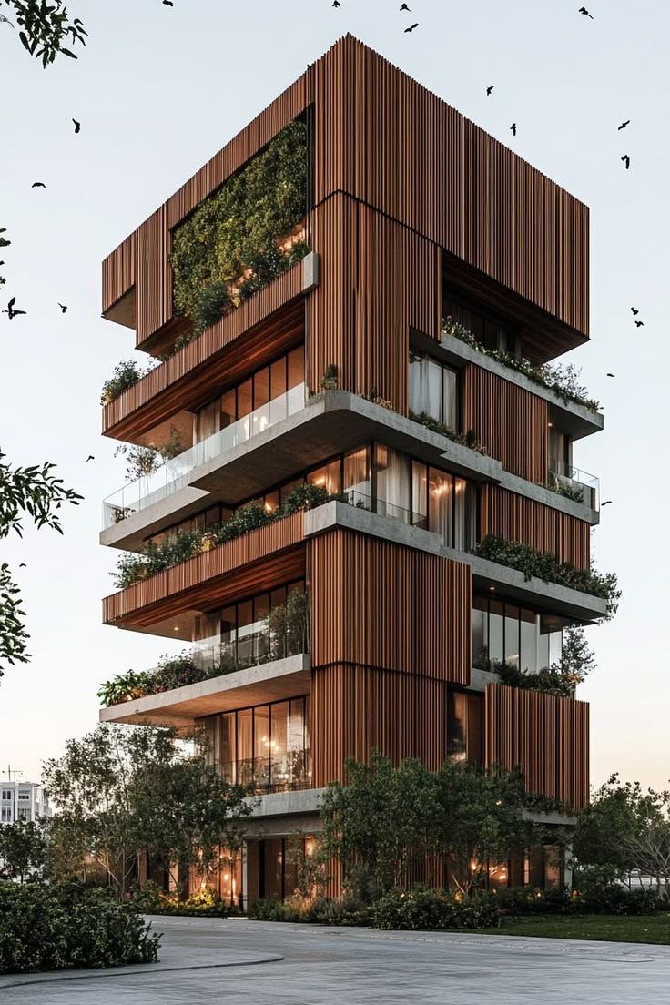 Biophilic stacked-box tower